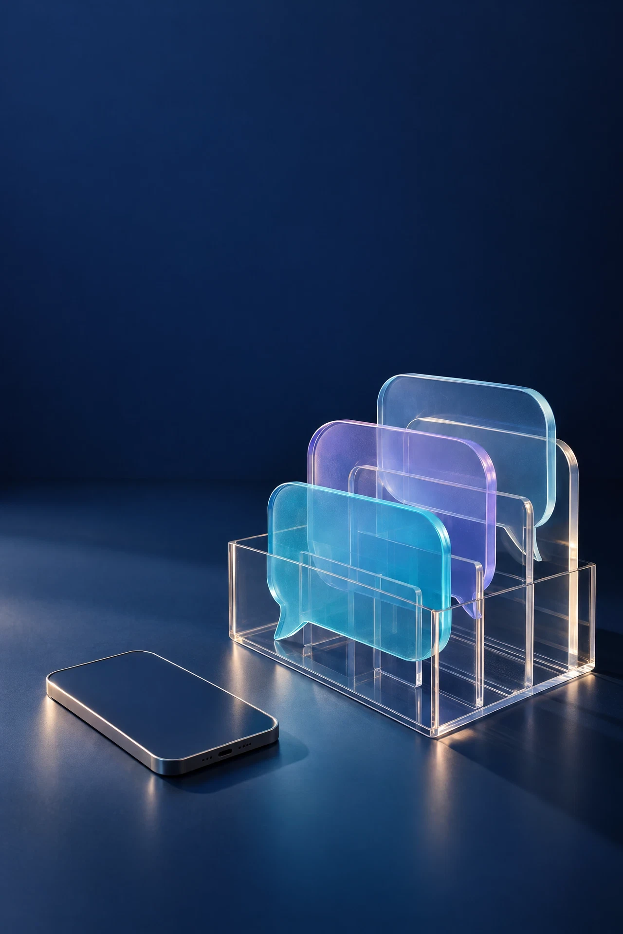 Abstract translucent speech bubble shapes in an organizer